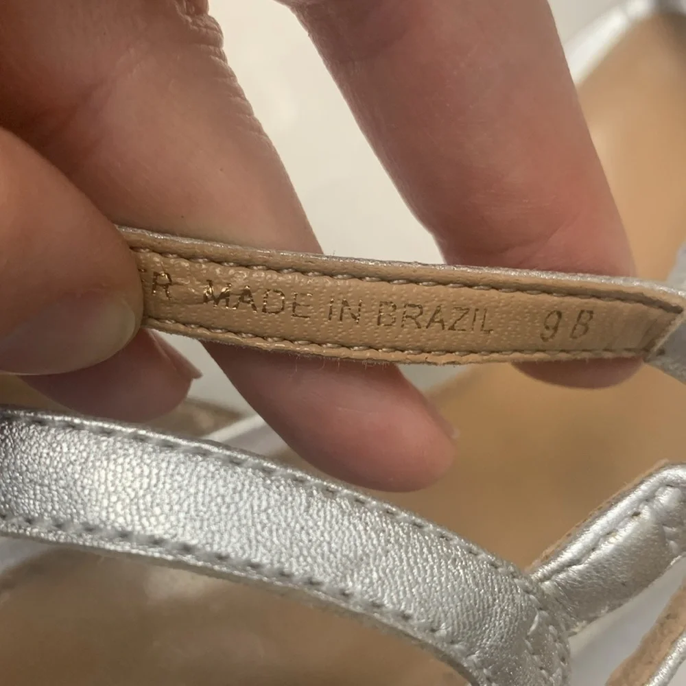 Talbots silver leather heels size 9